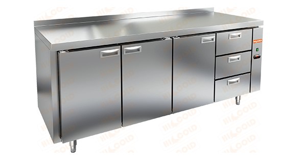 Морозильный стол HICOLD GN 1113/BT P без агрегата, 3 двери, 3 ящика (-18°С)